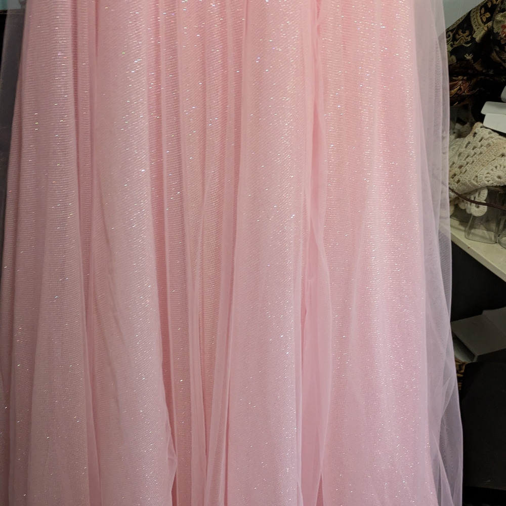 Sherri Hill Strapless Light Pink Ball Gown with Satin Waistband - Picture 7 of 7